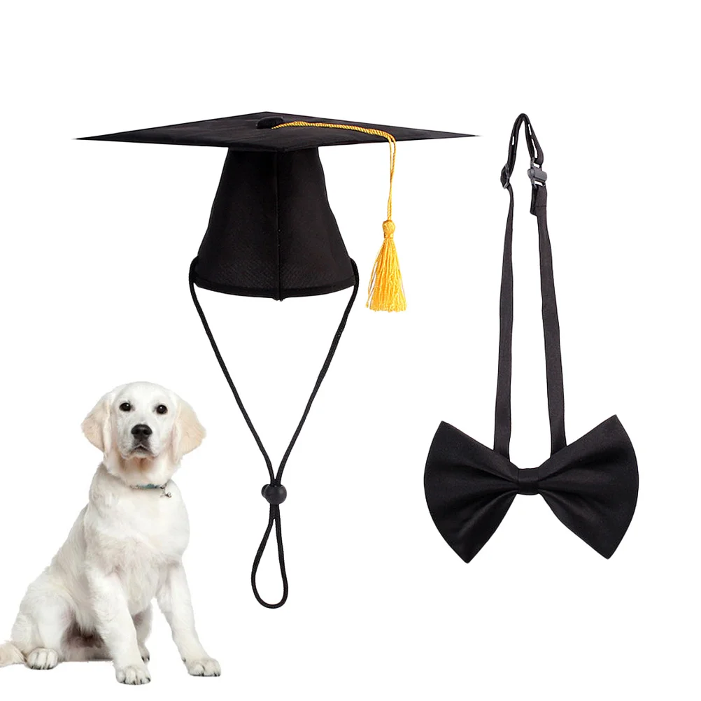 

1 set Pet Doctorial Hat Set Black Reusable Soft Comfortable For Cats Dogs Birthday Party Masquerade Christmas Photo Prop Pet