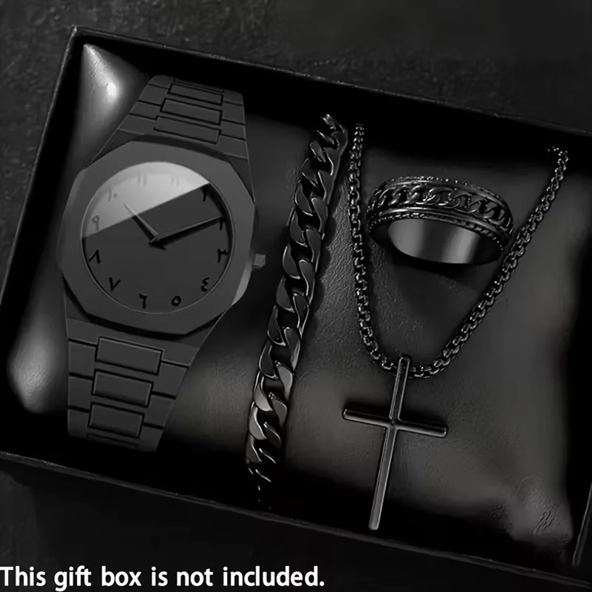 

Мужские кварцевые часы, комплект из 4 предметов — деловой повседневный стиль, минималистичный дизайн, подходит для повседневной одежды — идеальный Reloj Para Hombre