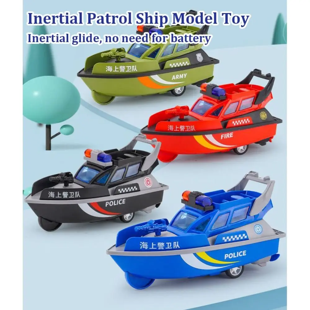 Impact-resistant Inertial Patrol Ship Model Thickened No Battery Freewheeling Speedboat Drop-resistant Emulational Children's