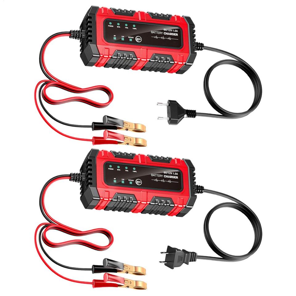 Trickle Charger 6V/12V 1.5APortable Automotive Maintainer Trickle Charger for Car Battery for Boat RV Truck Lawn Mower Golf Cart