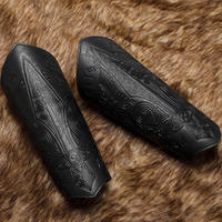 Medieval Gothic Armor Gloves Wide Cuffs Bracers Armor Arm Warmers Renaissance Pirate Knights PU Leather Lace-up Wristband