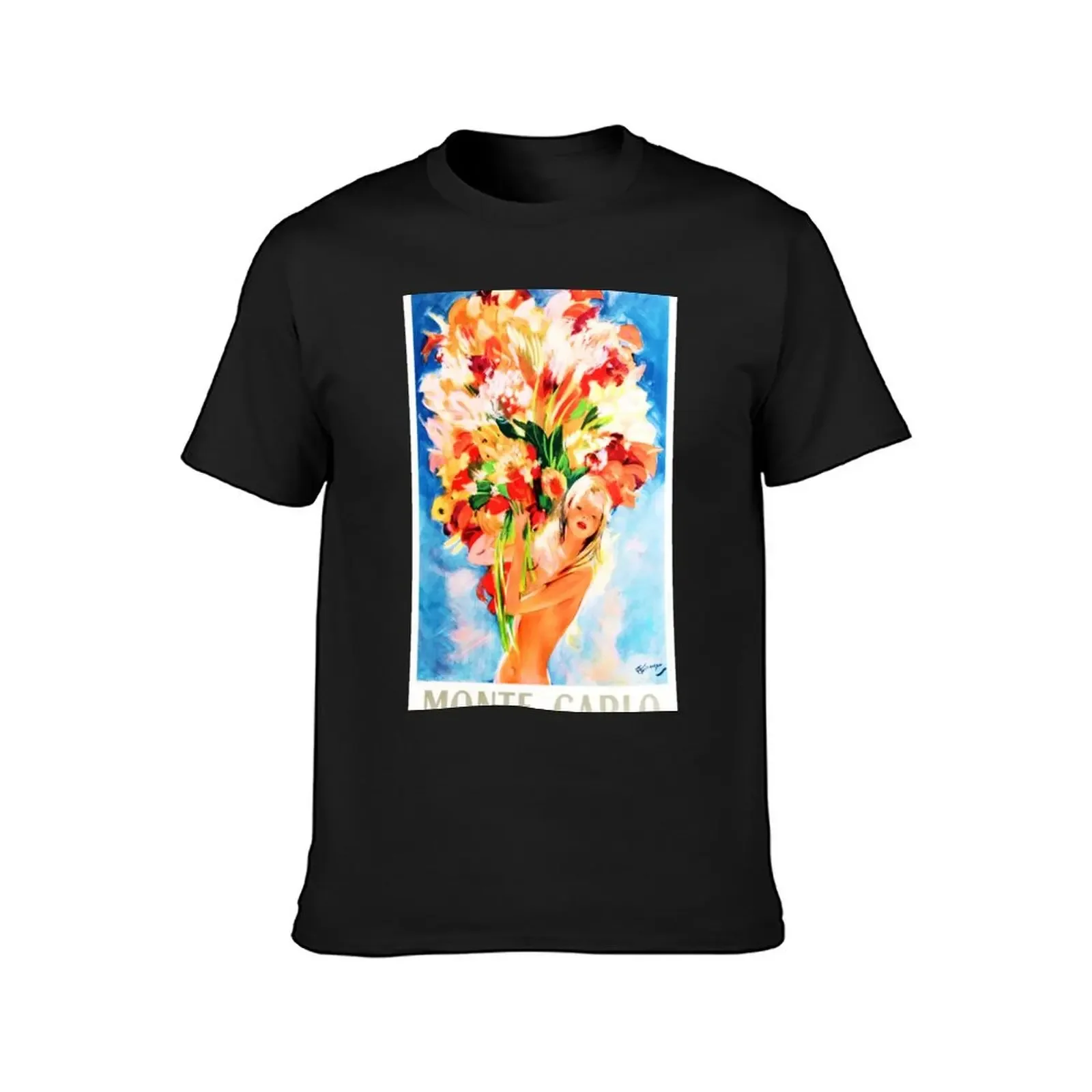 MONTE CARLO Flower Girl Vintage Poster by Artist Jean-Gabriel Domergue T-Shirt vintage plain white t shirts men