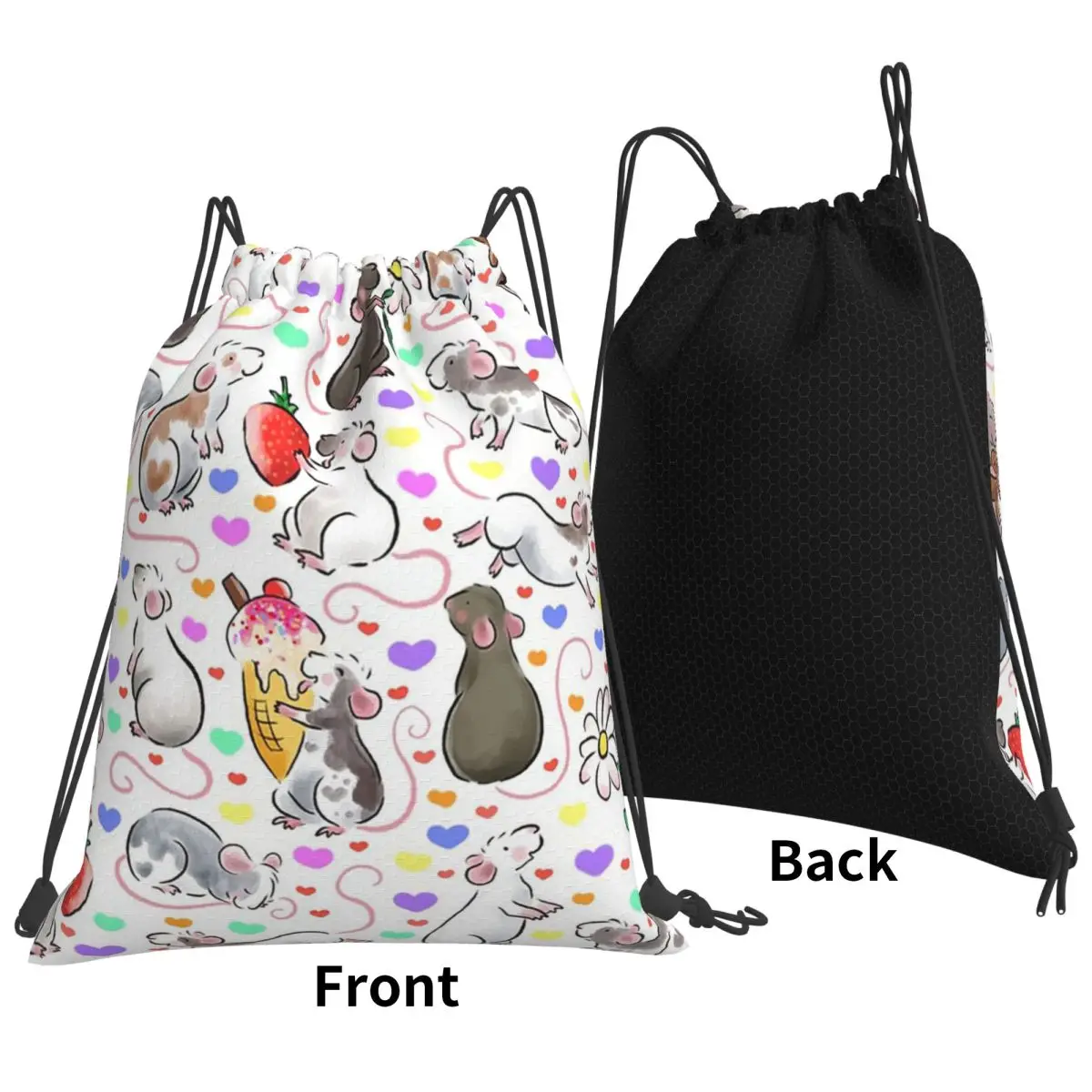 I Love Rats Backpacks Multi-function Portable Drawstring Bags Sundries Bag Book Bags For Man Woman Students