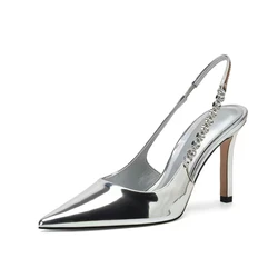 Women High Heels Sandals 2024 New Summer Pointy Slingbacks High Heels Sandals Fashion Shallow Slip on Party Shoes for Women