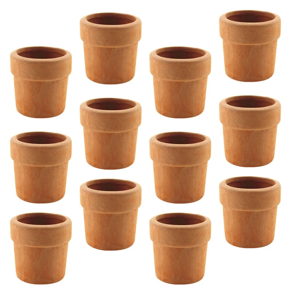 12 Pcs House Flower Pot Mini Adornment Pots Decor Planter Toys Micro Landscaping Ornaments Desktop Miniature Statues