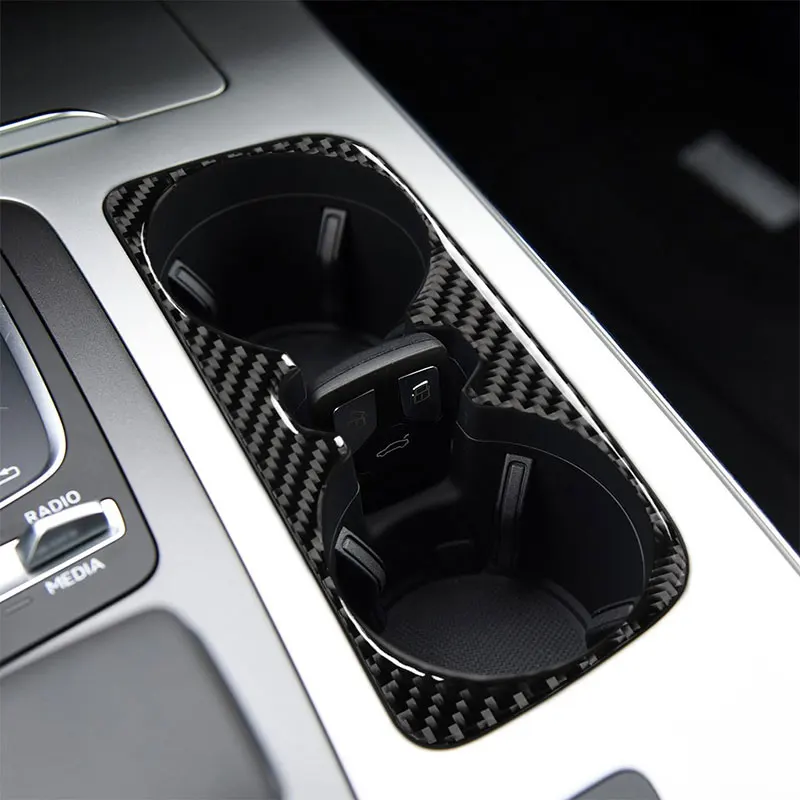 

For Audi Q7 SQ7 4M 2016-2019 Car Water Cup Holder Panel Protective Decals Cover Trim Carbon Fiber Stickers Interior Accessories
