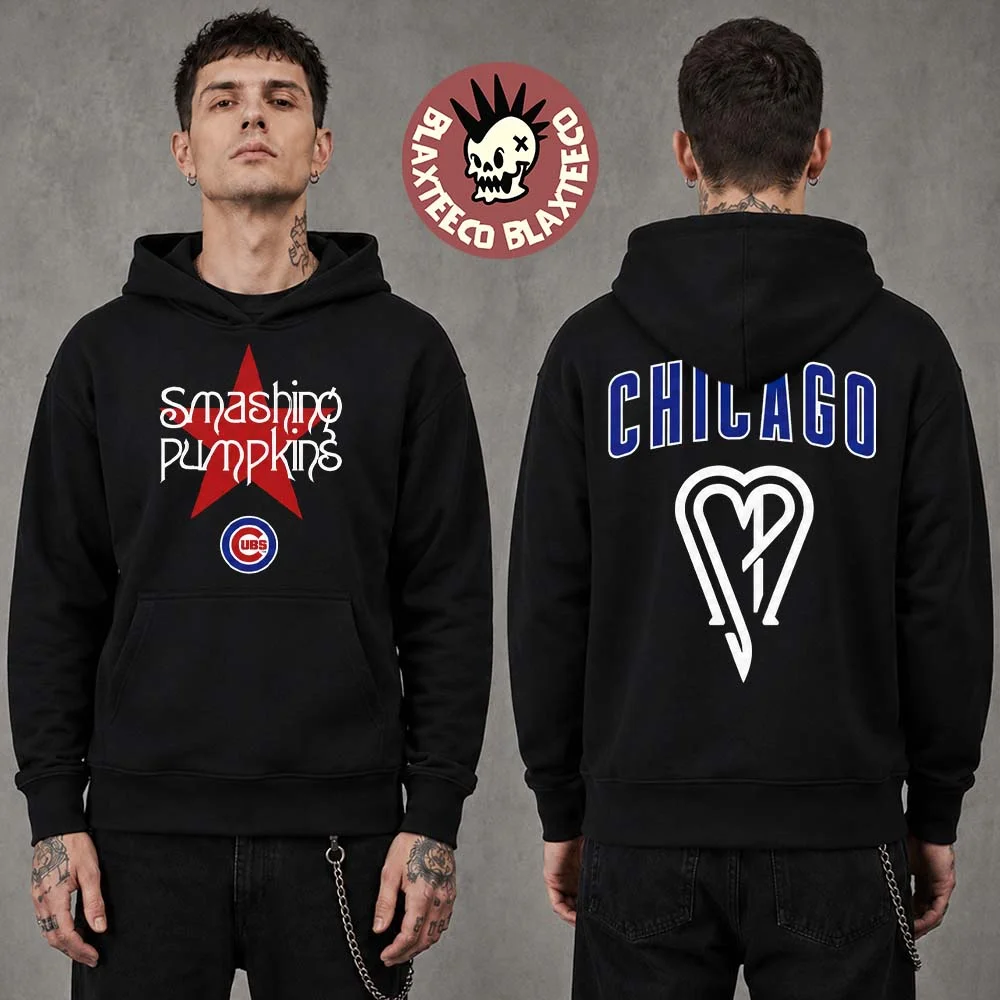 The Smashing Pumpkins Chicago Double Sided Print Hoodie Unisex Cotton Vintage Alternative Rock Band Hooded Sweatshirt