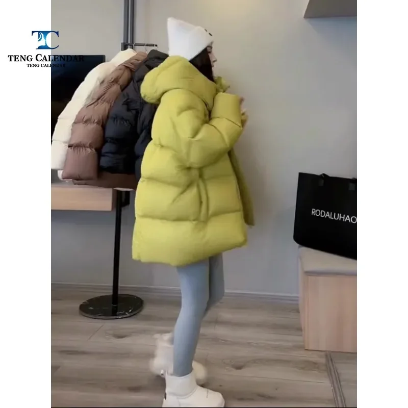 Doudoune Bouffante en Duvet de Canard Blanc 90 pour Femme, Veste Optique à Capuche Chaude, à la Mode, Nouveau Produit, Hiver 2024