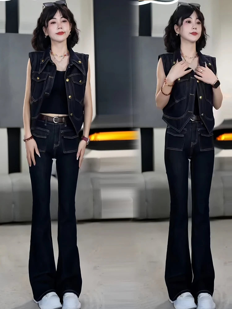 Design Sensation ort Denim Vest Women's Faion Streetwear Outerwear Top Commute Sle Regular Fit Moderate Warmth Single B...