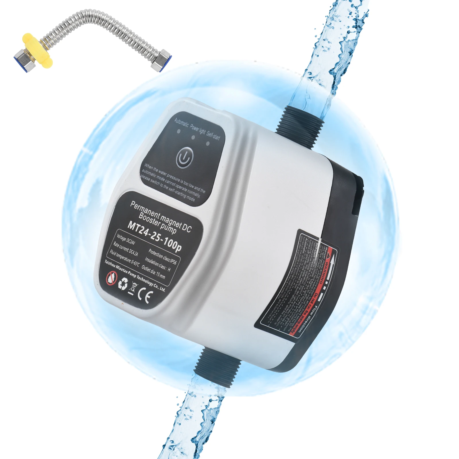 Portable Multifunctional Water Pressure Booster Pump 24V 100Pa Auto Shower Intelligent Sensing Max 25L/min Flow 82Ft Lift