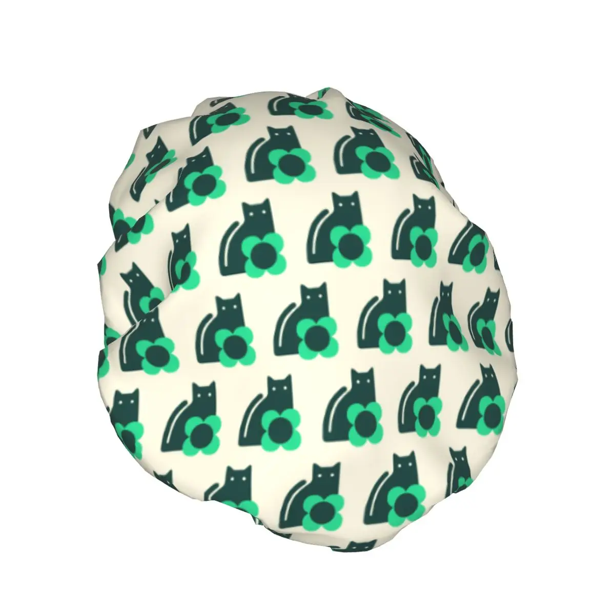 Orla Kiely Cat Shower Cap Women Double Layer Waterproof Scandinavian Bath Caps for Long Hair