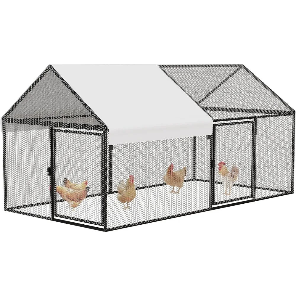 

Металлический курятник 79×40×40 дюймов с водонепроницаемым тентом, вольер для птицы, передвижной домик для кур, загон для сельскохозяйственных животных