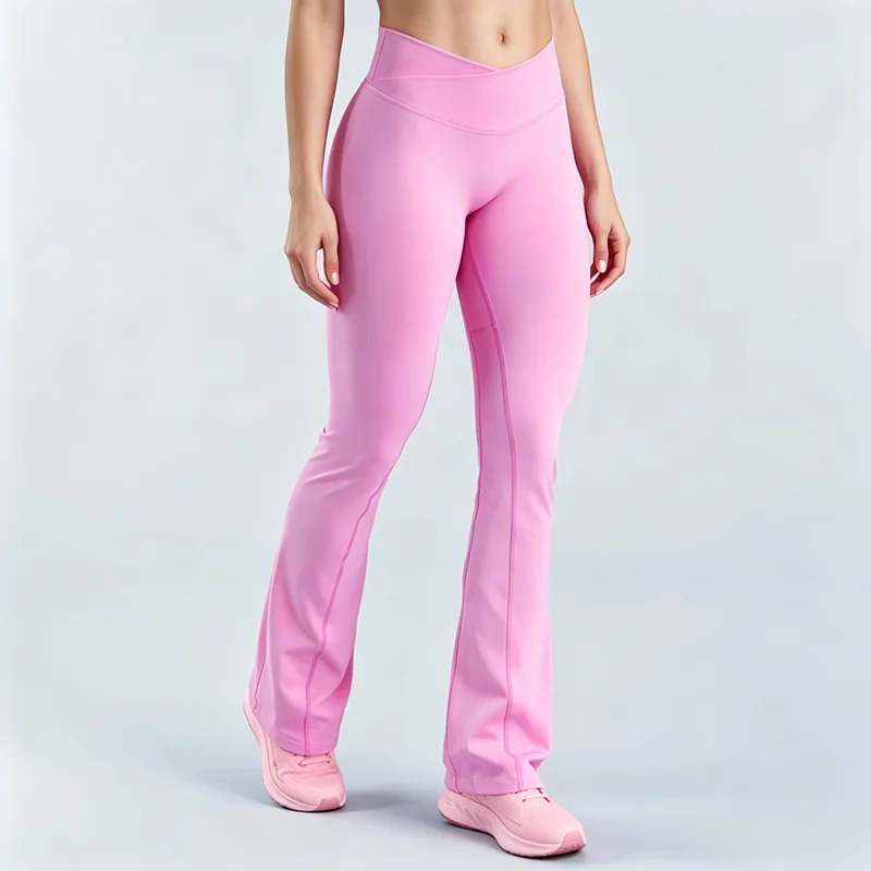 HISTELLO Vision Flare Leggings Women Cross Waist Seamless Yoga Pants Butt Lift Stretchy Sports Gym Workout Fitness Active Tights
