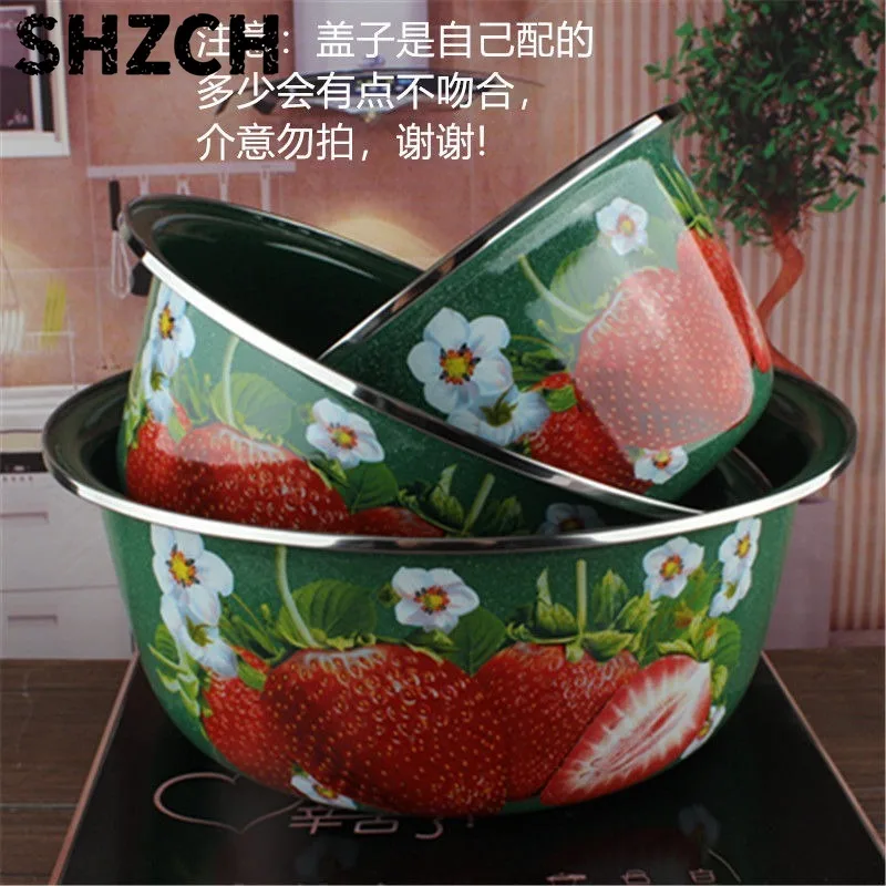 Nordic Extra Thick Enamel Basin Enamel Bowl Mixing Basin Deepening Multi-purpose Basins Washing Vegetable Basins Flavor Bowls