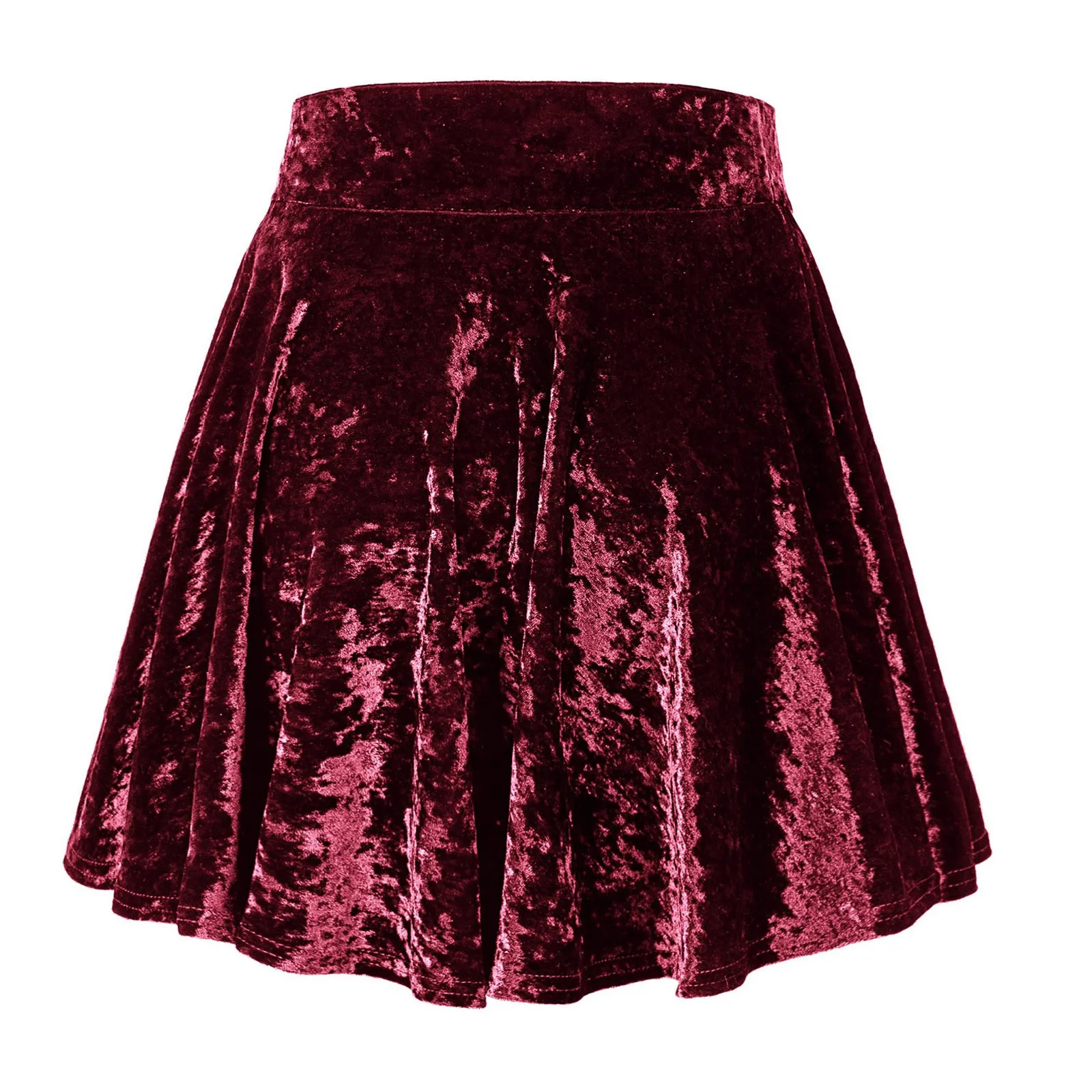 Dames Mode Hoge Taille Geplooide Effen Kleur Korte Rok Losse Pleuche Rok Dames & Meisjes Basisrok Rok Met Bretels