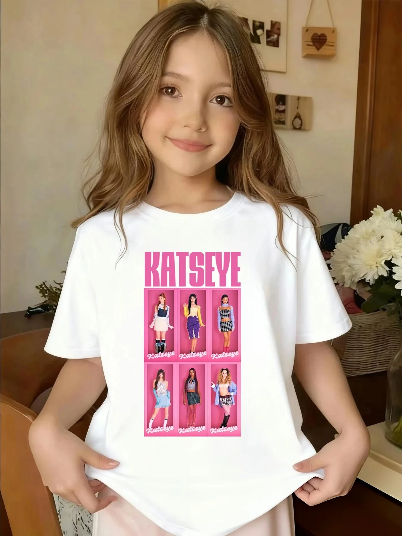 Neues 2026 KATSEYE Y2K Süßes Kurzarmshirt für Kinder, Musik-Streetwear-Grafik-Top, atmungsaktive Sommerkleidung für Jungen und Mädchen – Detail 5