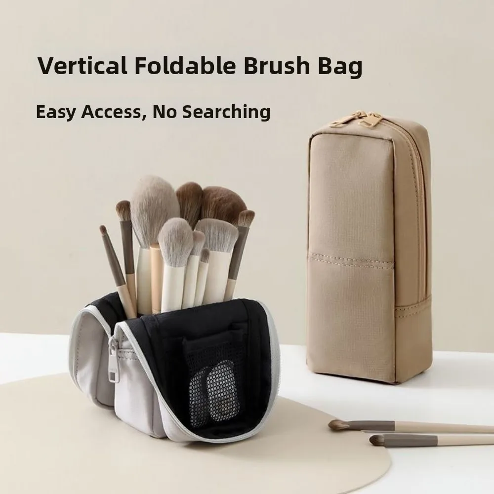 Waterproof Standing Cosmetic Pouch Large Capacity Standing Design Pen Storage Organizer Case Multi-Compartment Double Zipper