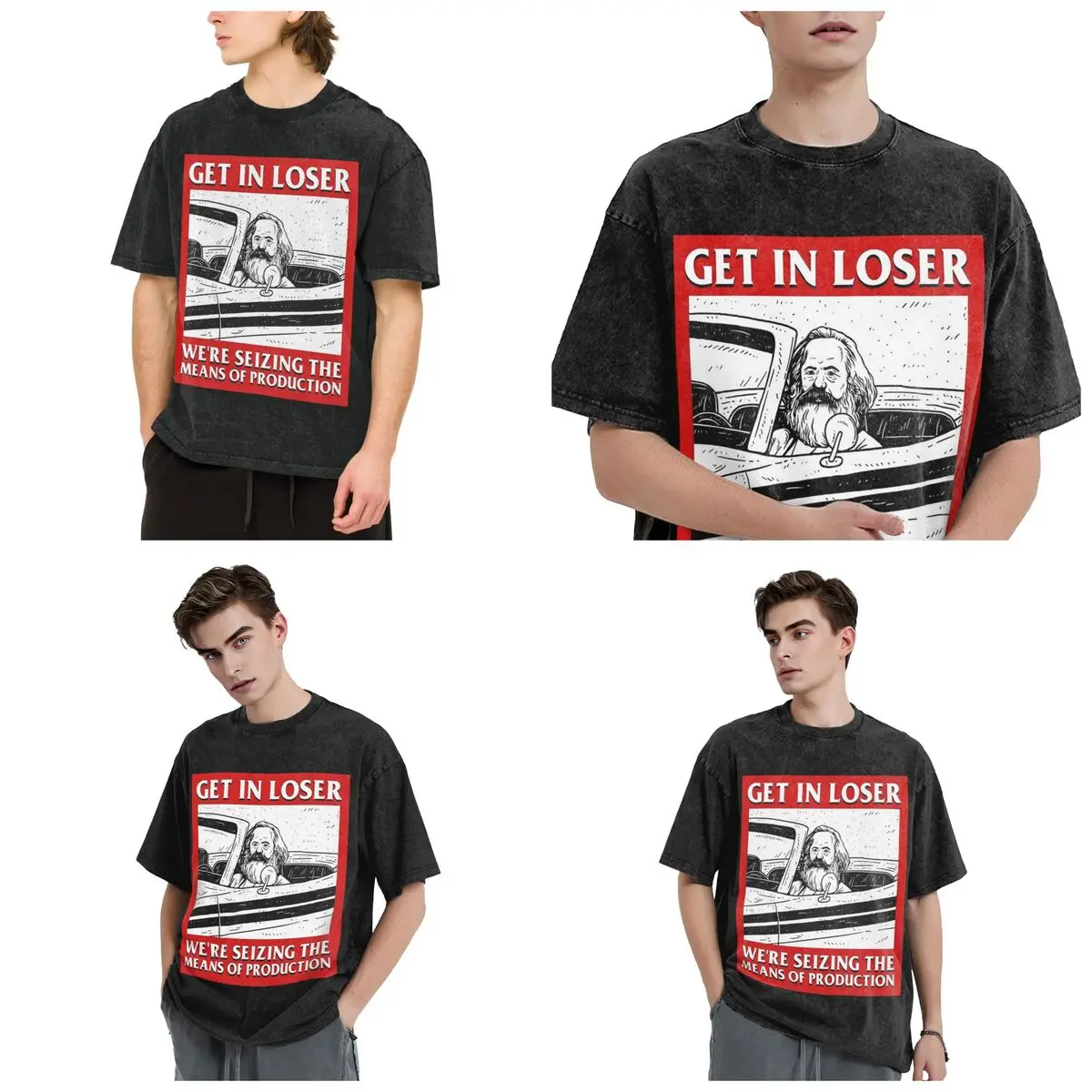 Streetwear T-Shirts Get In Loser We're Seizing The Means Of Production Washed T Shirt Short Sleeve Hip Hop T-Shirt Tops Tees