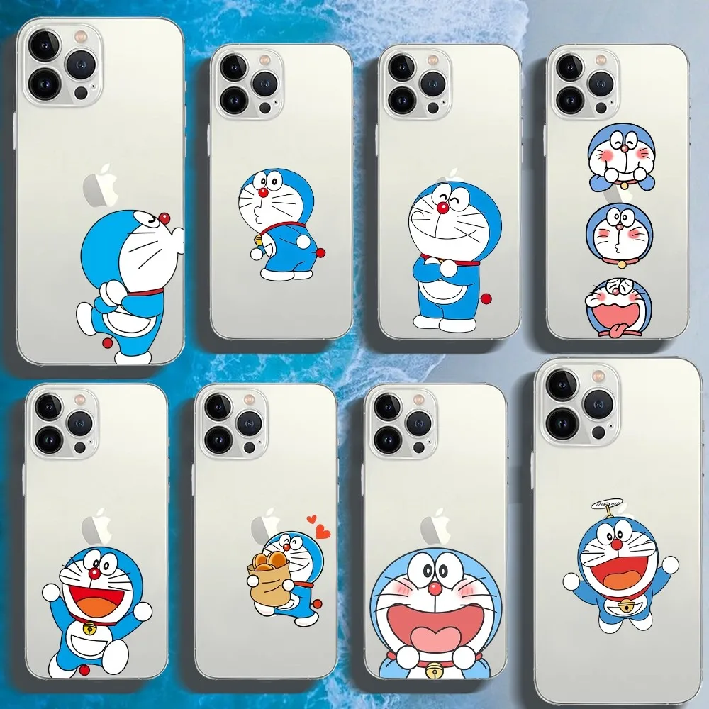 Cute Cartoon D-Doraemon Phone Case For Iphone 15 11 13 14 Pro Max 7 8 Plus X Xr Xs Max Se2020 12mini Transparent Cover