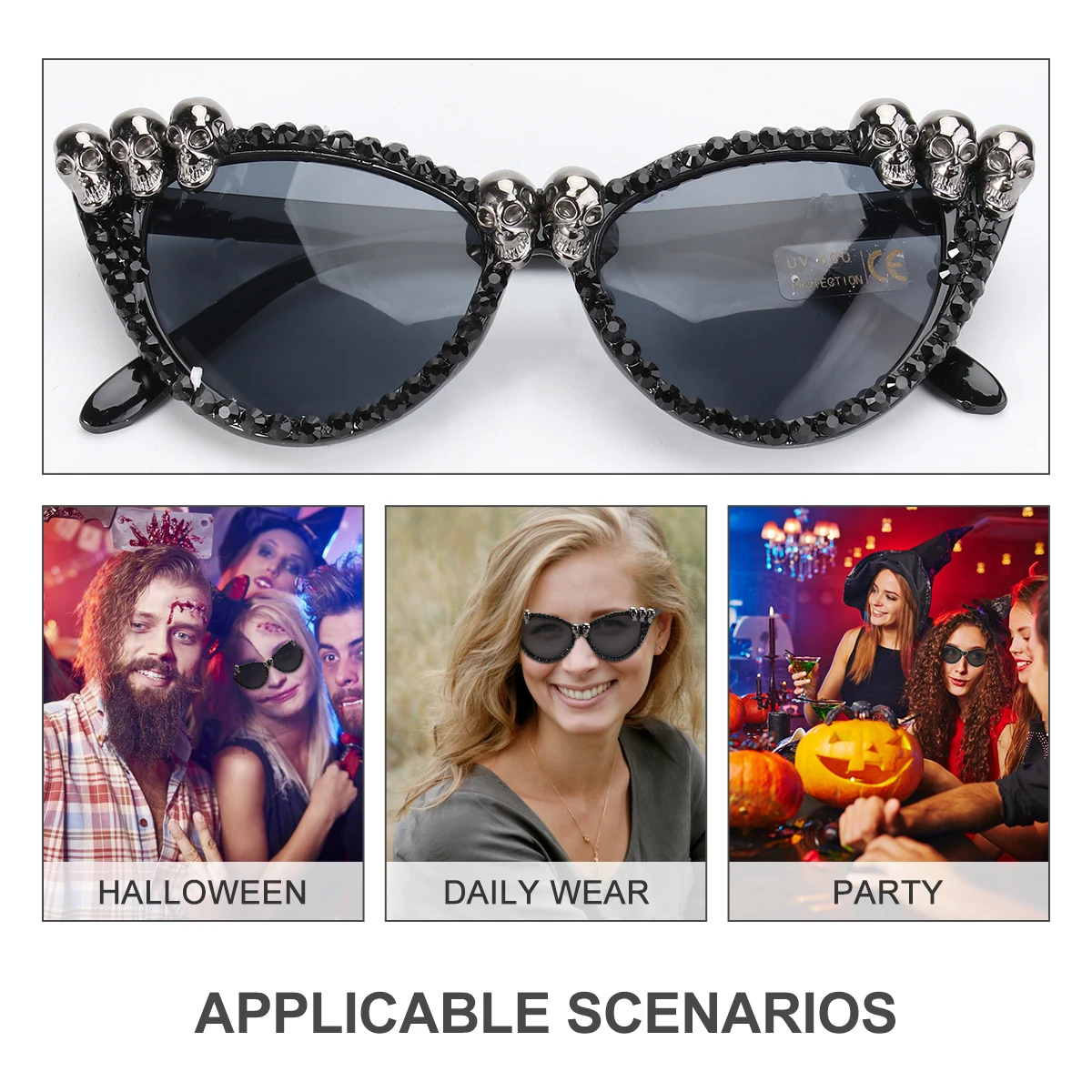 

Halloween Eyeglasses Skull Head Glasses Dressing Up Props Novelty Accessories Plastic Glass Smooth