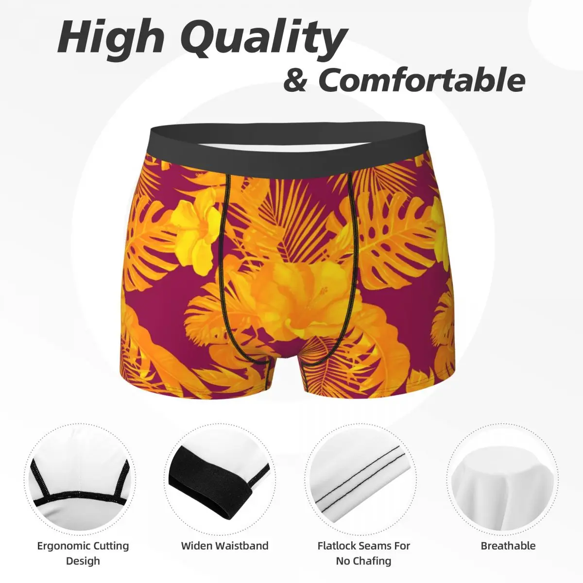 Sous-vêtements d'interconnexion cuir chevelu fleurs d'hibiscus pour hommes, culottes mignonnes, shorts College, slips, poudres 3D, boxers grande taille, objectifs