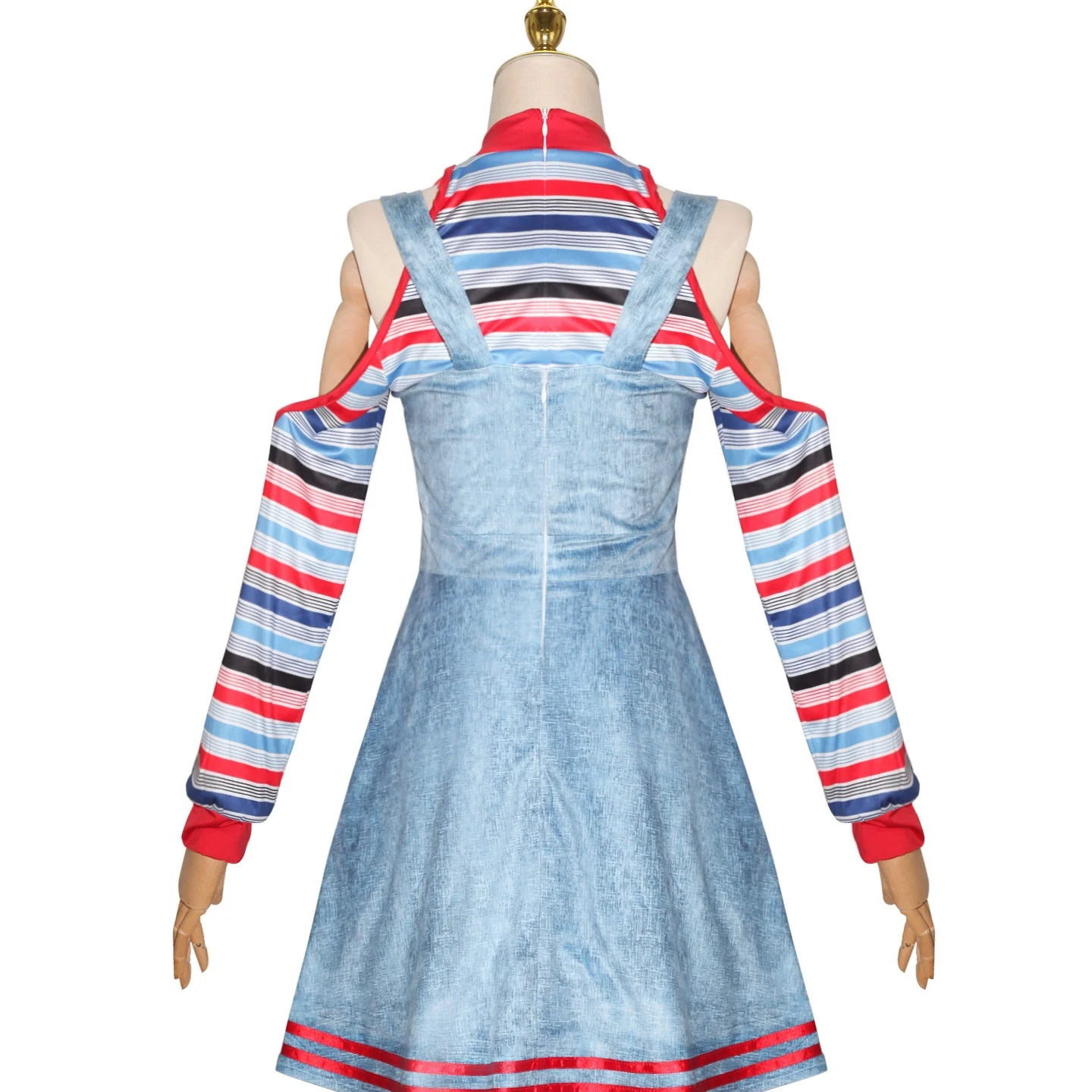 تنورة زي دمية الهالوين عبر الحدود مع أشرطة، مهرج مخيف للنساء، دمية شبح الرسوم المتحركة، أداء تنكري للنساء...