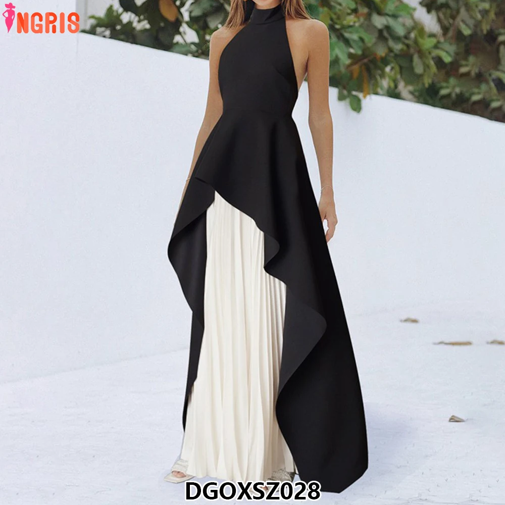 

Chic Autumn Fashion Sleeveless Round Neck Slim Waist Skirt Two-Piece Maxi Casual Dress-DGOXSZ028