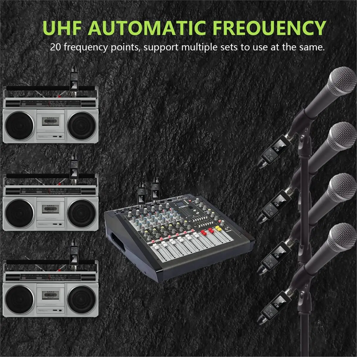 

Беспроводной микрофонный передатчик-приемник A23G для динамического микрофона, 20 каналов, гитарный приемник для аудиомикшера, PA-системы