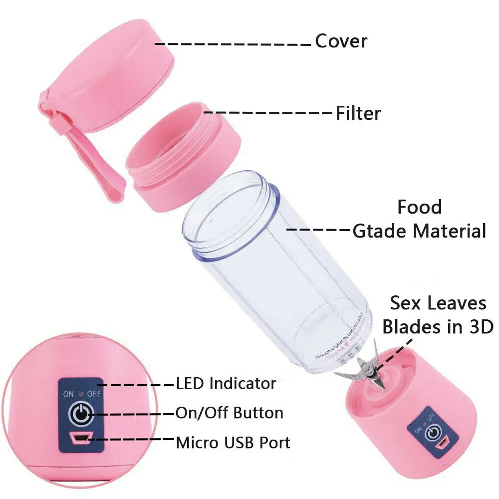 Mini Juicer Portable Blender Fruit Milkshake Handheld Electric Juicer USB Rechargeable Multifunction Blender Kitchen supplies