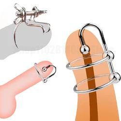 BDSM Urethral Dilator Cock Ring Stainless Steel Ejaculation Delay Penis Ring Delay Lock Fine Penis Plug Sex Toys for Men Gay 18+