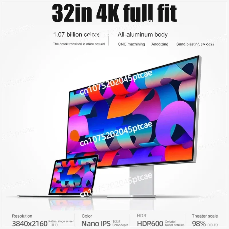 32 Inch LED Monitor 4K 3840*2160 HDR10 HDR10 GLO SSY Screen Display Kuycon P32U Hole Style Feature 60Hz USB-C FOR MAC 100W
