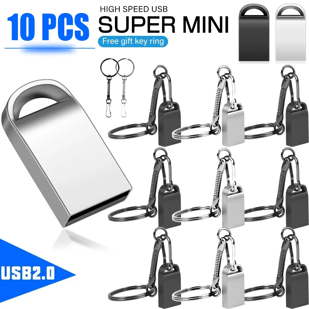 

10 PCS LOT Pen Drive 128GB Key Chain Memoria USB 64GB High Speed USB Flash Drive 32GB Black Mini U Disk Creative Gift 16GB 8GB