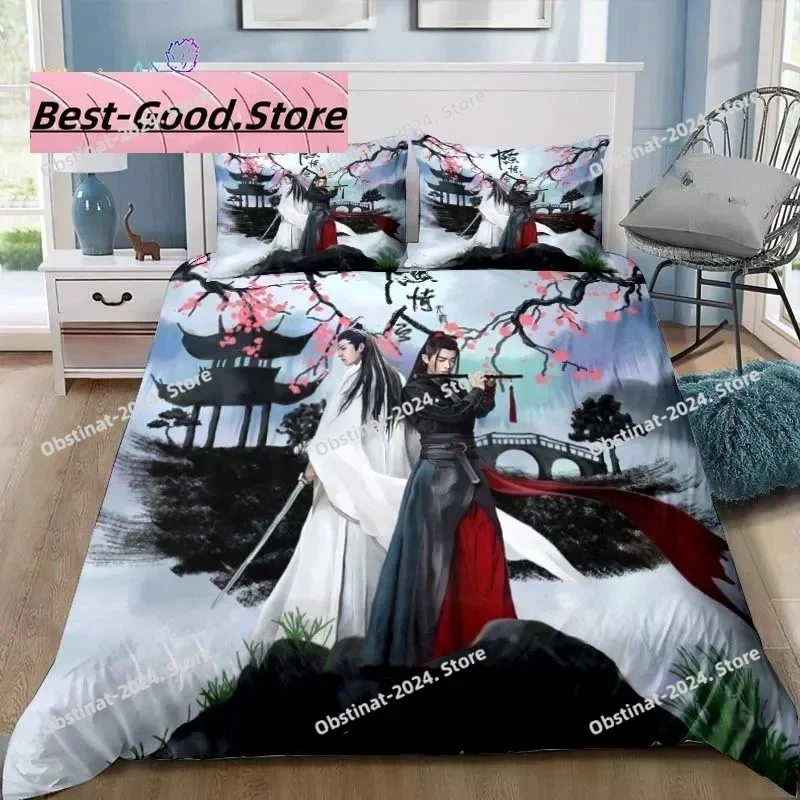 Drama The Untamed Xiao Zhan Wang Yi Bo 3D Print Comforter Bedding Set,Duvet Cover Bed Set Quilt Cover Pillowcase,King Queen Size