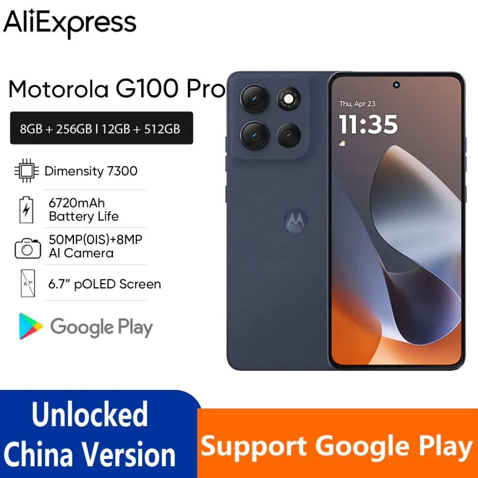 Motorola G100 Pro Smart Phone Snapadragon8s Gen3 6.9inch LTPO 50MP 45W Fast Charger 4300Mah 15W Wireless
