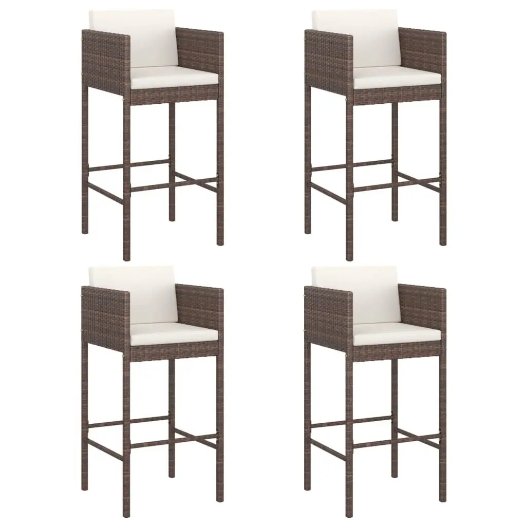 4-Piece bar stool set, brown rattan mat restaurant set