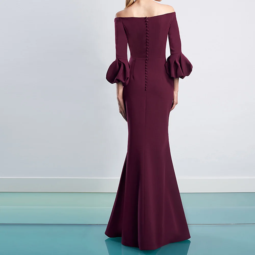 Customized Delicate Mermaid Floor Length Strapless Jersey Long Sleeves Evening Dress Fashion Photo Color vestidos para mujer