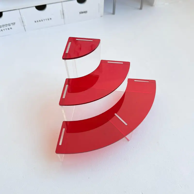 Colored Acrylic Arc Ladder Action Figure Storage Rack Perfume Storage Shelf 3-Layer Car Model Display Stand