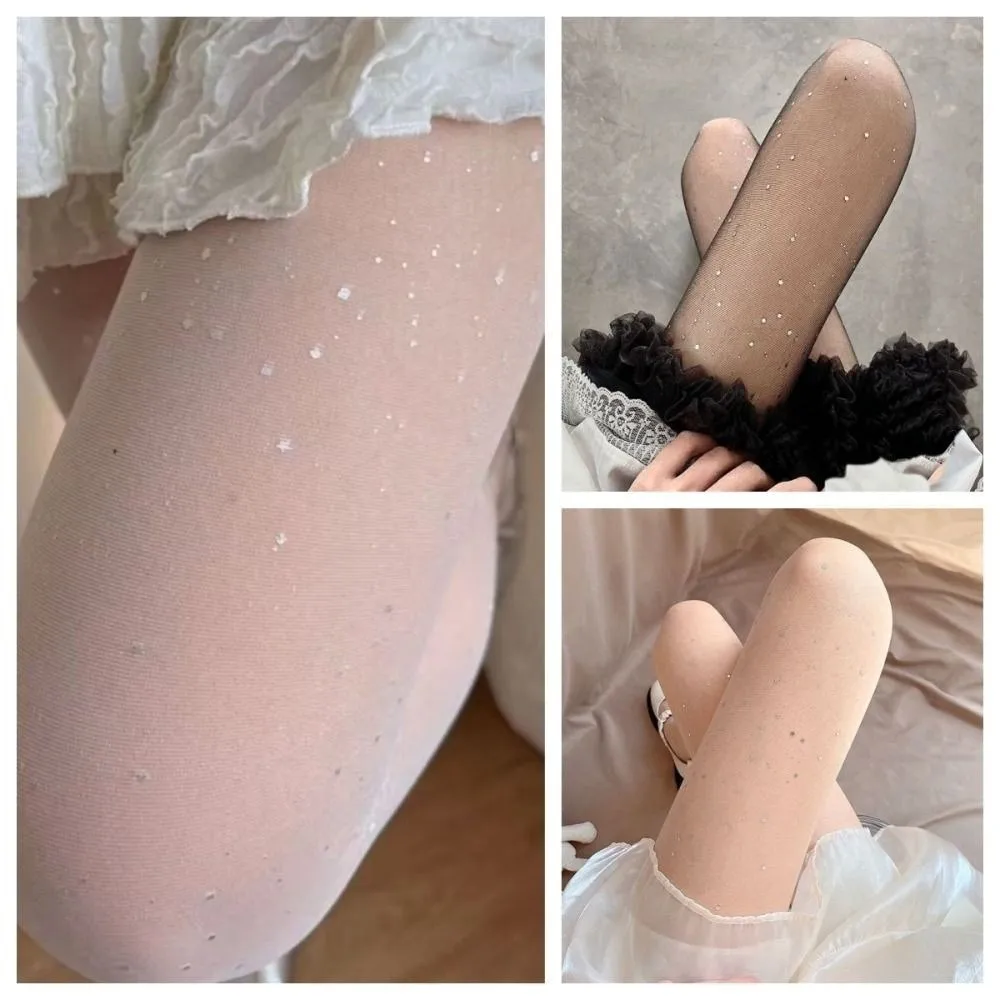 Fashion High Waist Shiny Stockings Ultra-Thin Highly Elastic Sexy Tights Sequin Flash Silk Stockings Photoshoot