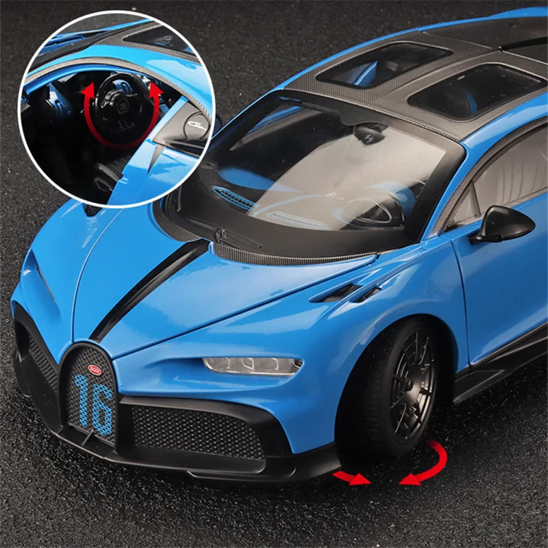 1:18 BUGATTI Chiron PUR SPORT Alloy Sports Model Diecasts Metal Racing Super Car Model Sound and Light Simulation Kids Toys Gift