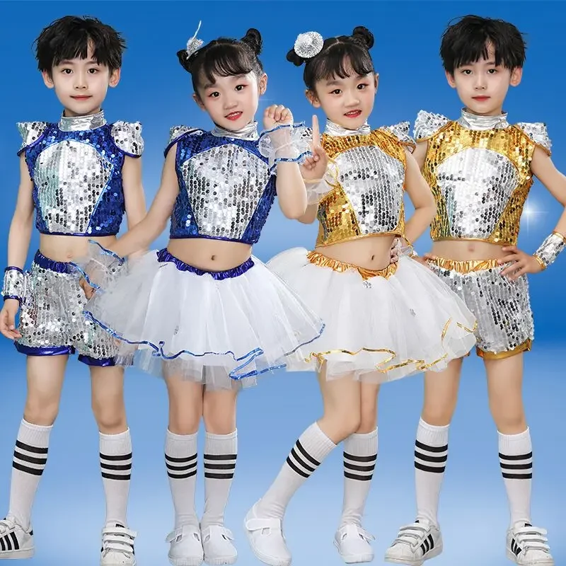 Children's Sequins Latin Dance Ballet Costumes Performance Clothing Skirts Tutu Boys and Girls Modern Dance