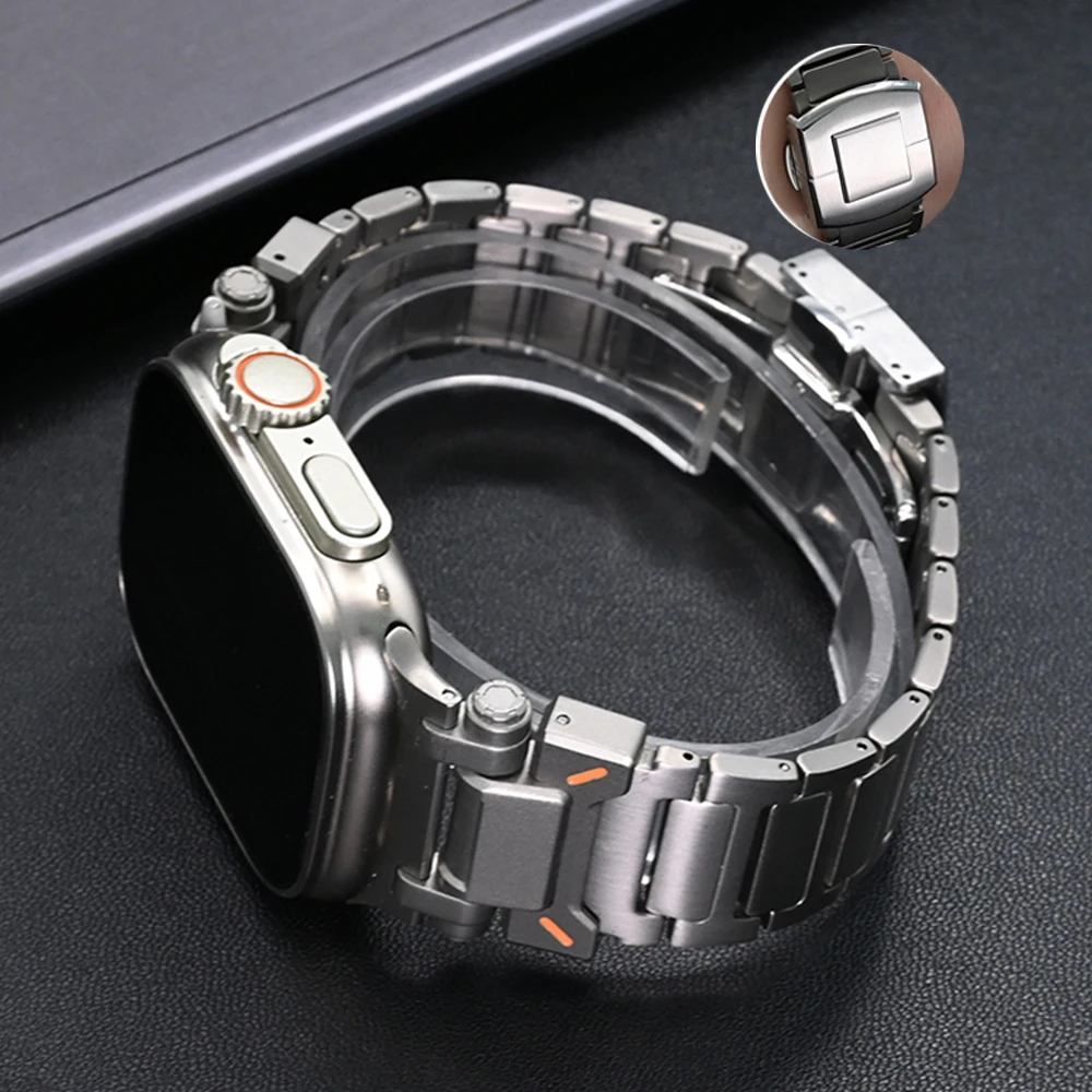 Titanium Link Bracelet for Apple Watch Ultra 1 2 49mm Series 10 46mm 9 8 7 45mm Luxury Mens Strap for Iwatch 6 5 4 Se 44mm Band