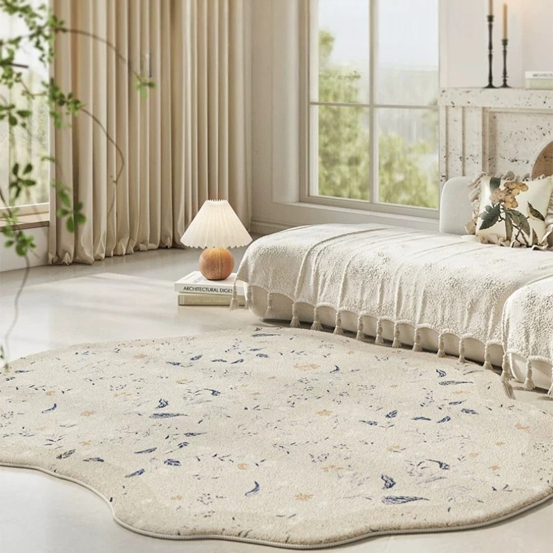 Cream Floral Plush Area Rug 1