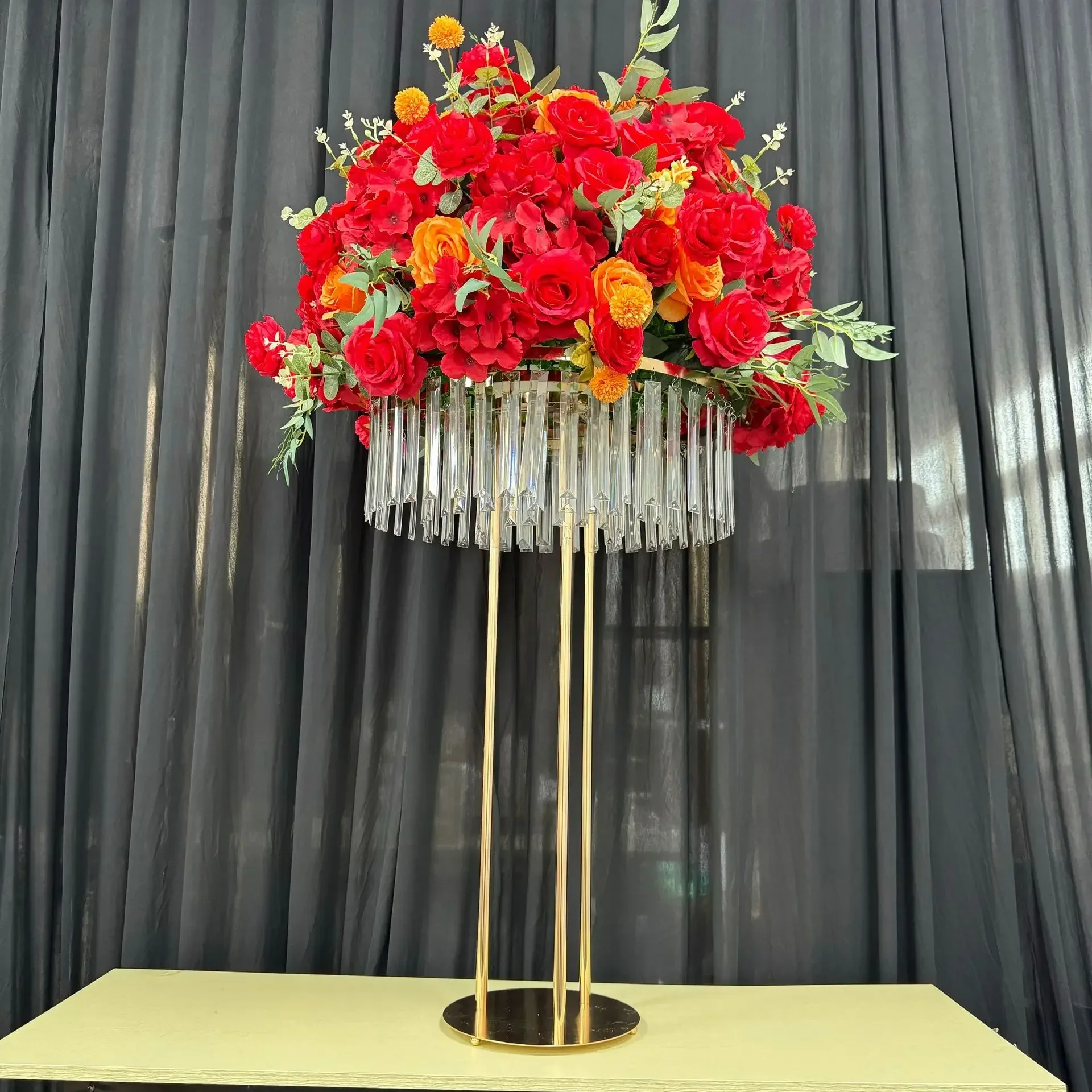 

2-12pcs Gold Acrylic Flower Stand Centerpiece Wedding Decoration Ornaments DIY Party Birthday Road Lead Table Decor