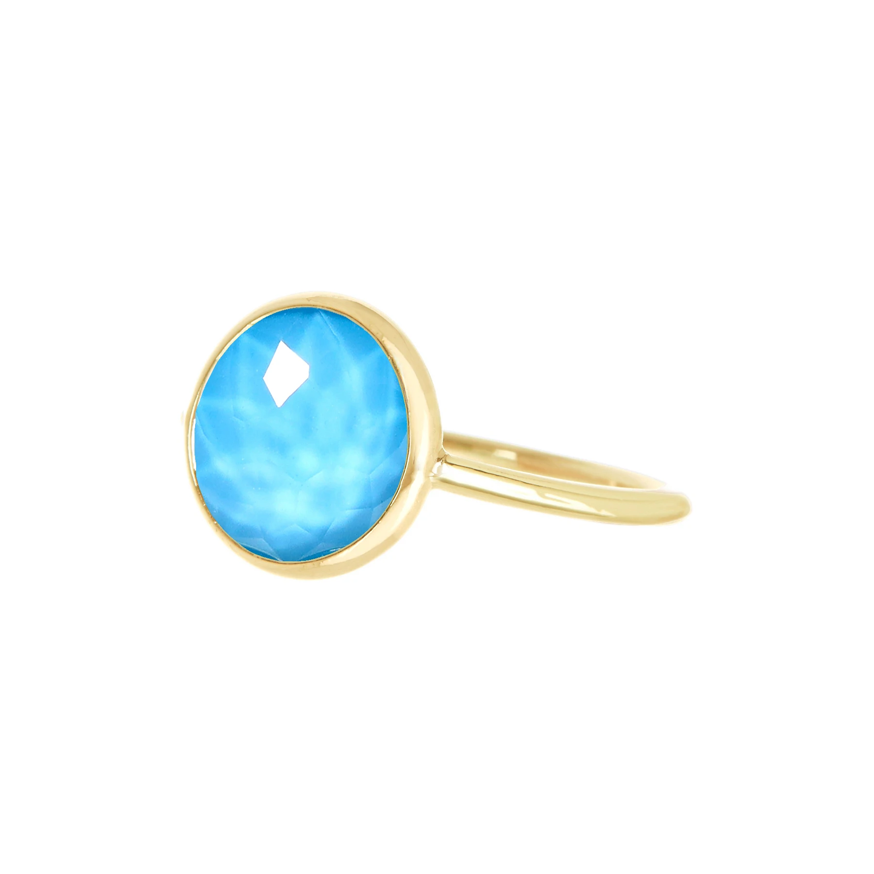 Turquoise Quartz Doublet Lollipop Ring 14k Gold Filled Ring Jewelry for Woman