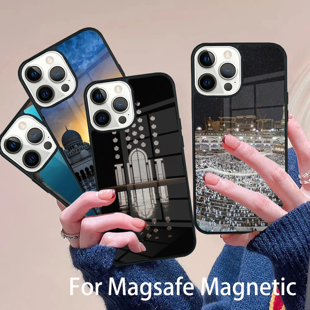 

Muslim Mosque Phone Case Magesafe Magnetic Wireless Charge Cover For IPhone 16 11 12 13 14 15 Pro Max Plus Mini