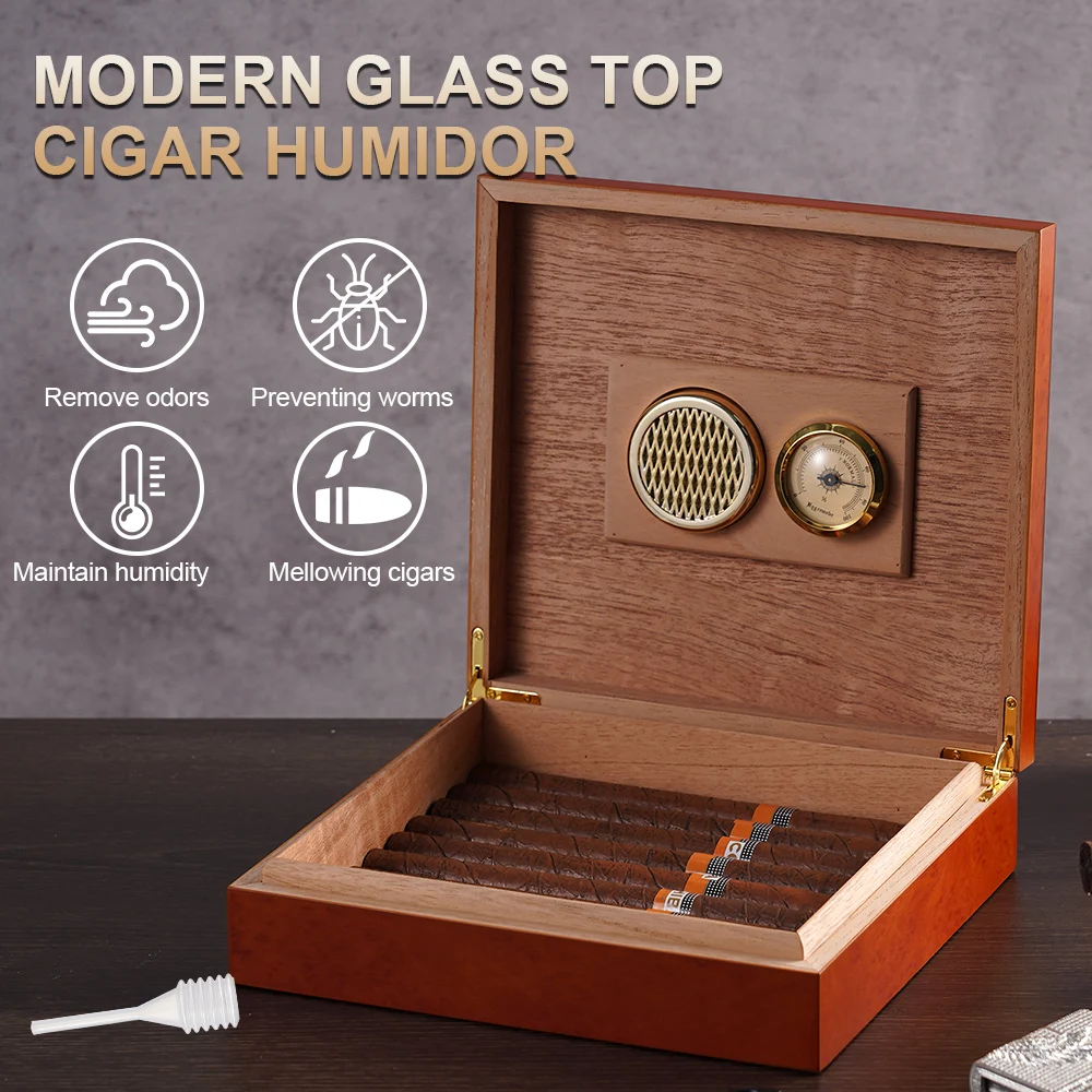 Cedar Wooden Humidor Cigar Box Travel 20Count Cigar Humidor Case Portable Smoking Accessories Storage With Humidifier Hygrometer