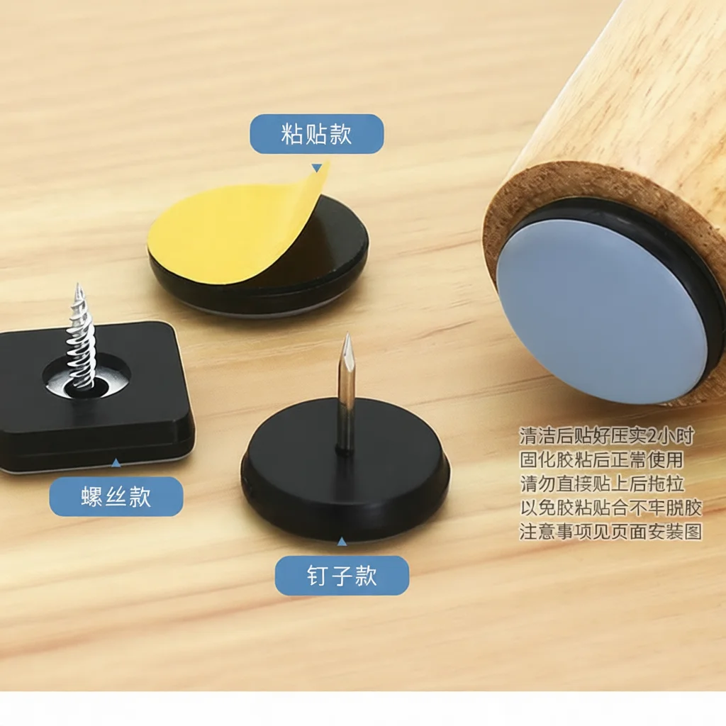 Furniture Teflon Sliders Self Adhesive Pads For Chair Legs Floor Protector Smooth Glide Scratch Proof Noise Reduction