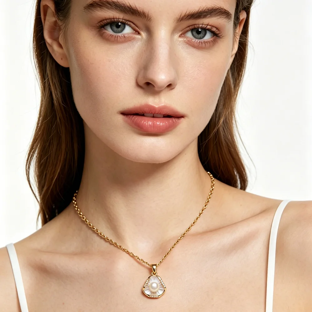 Echtes Naturperlen-Set mit Halskette und Ohrringen für Damen, zartes Süßwasserperlen-Set, Geschenk für Ehefrau oder Mutter zum Jahrestag, Weiß-Lila – Detail 6