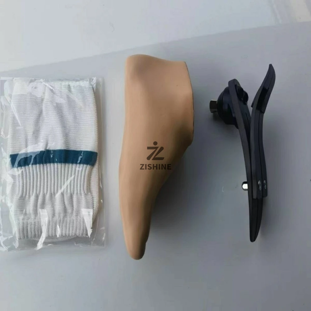 Prosthetic Carbon Fiber Foot with EVA Foot Shell & Silencing Sock Kit Prosthesis Footplate for Amputee Components 22-27cm