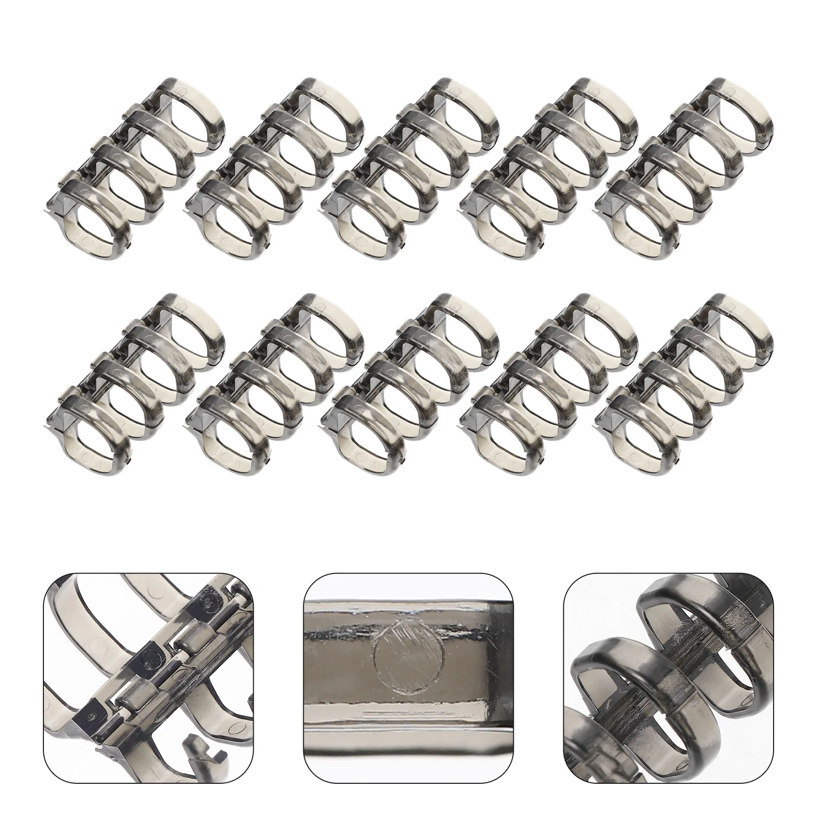 

10 Pcs Binder Binding Strips Loose Leaf Binders Office Clips Book Ring Easy to Use Snap Plastic